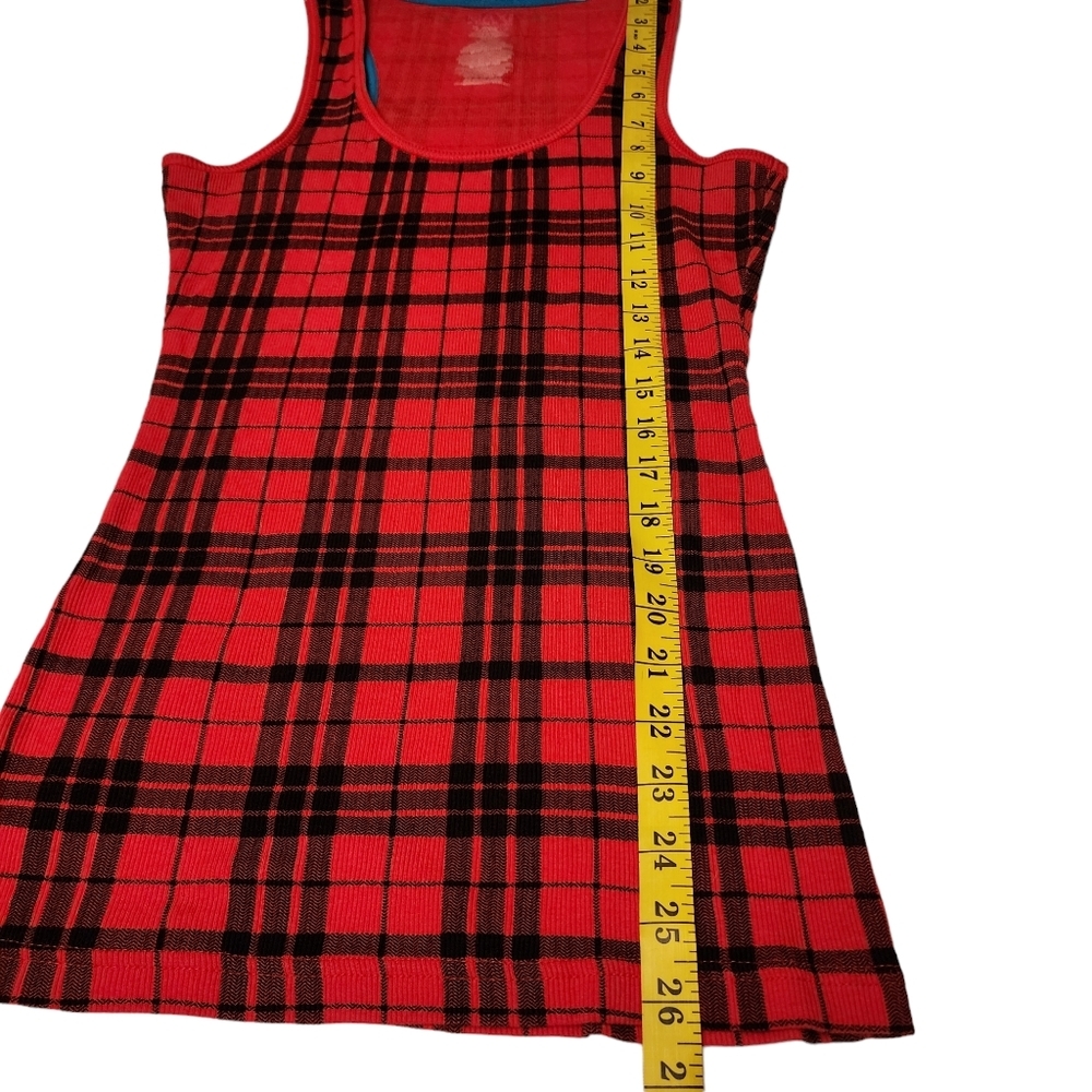 Max Rave Red Plaid Racerback Tank Top - Picture 7 of 8